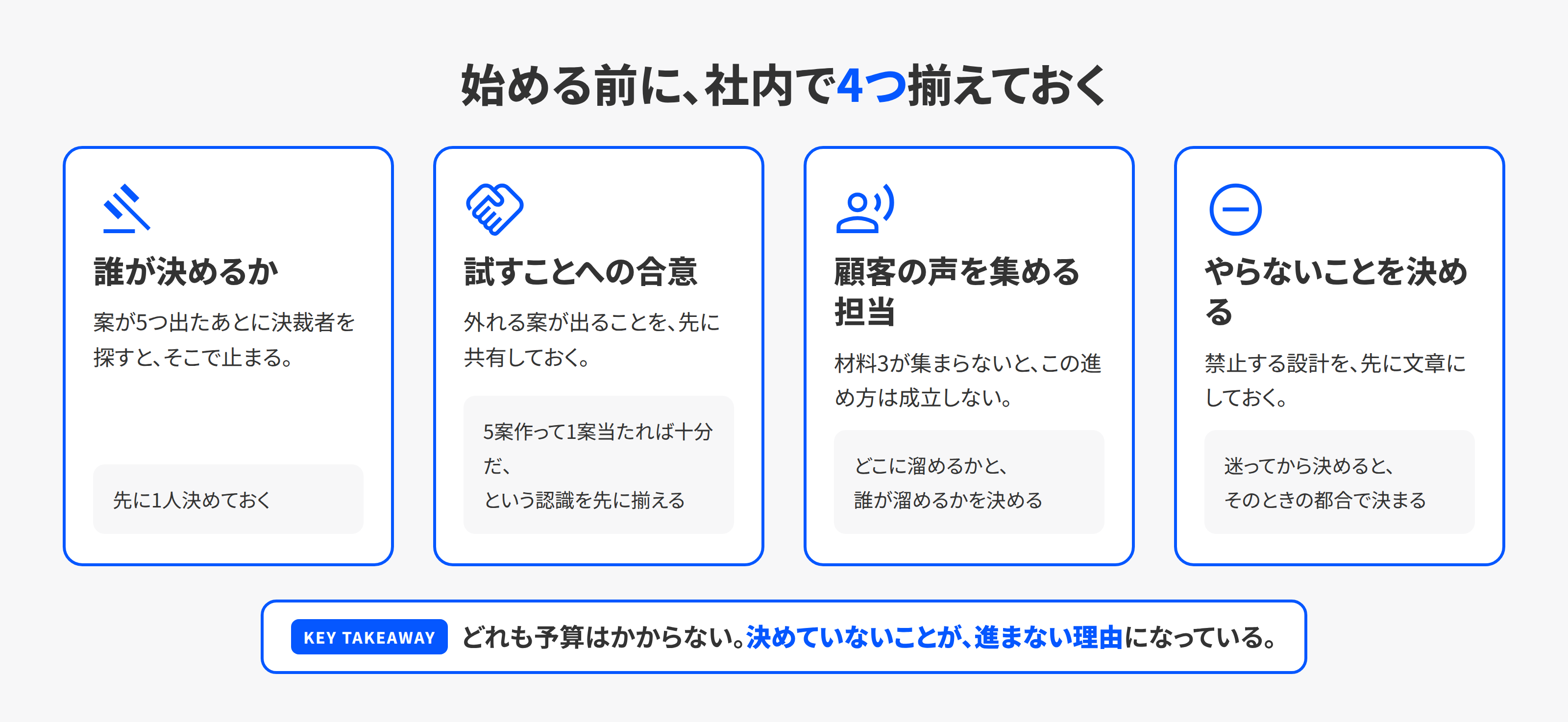 訴求の検証を始める前に社内で揃えておく4項目