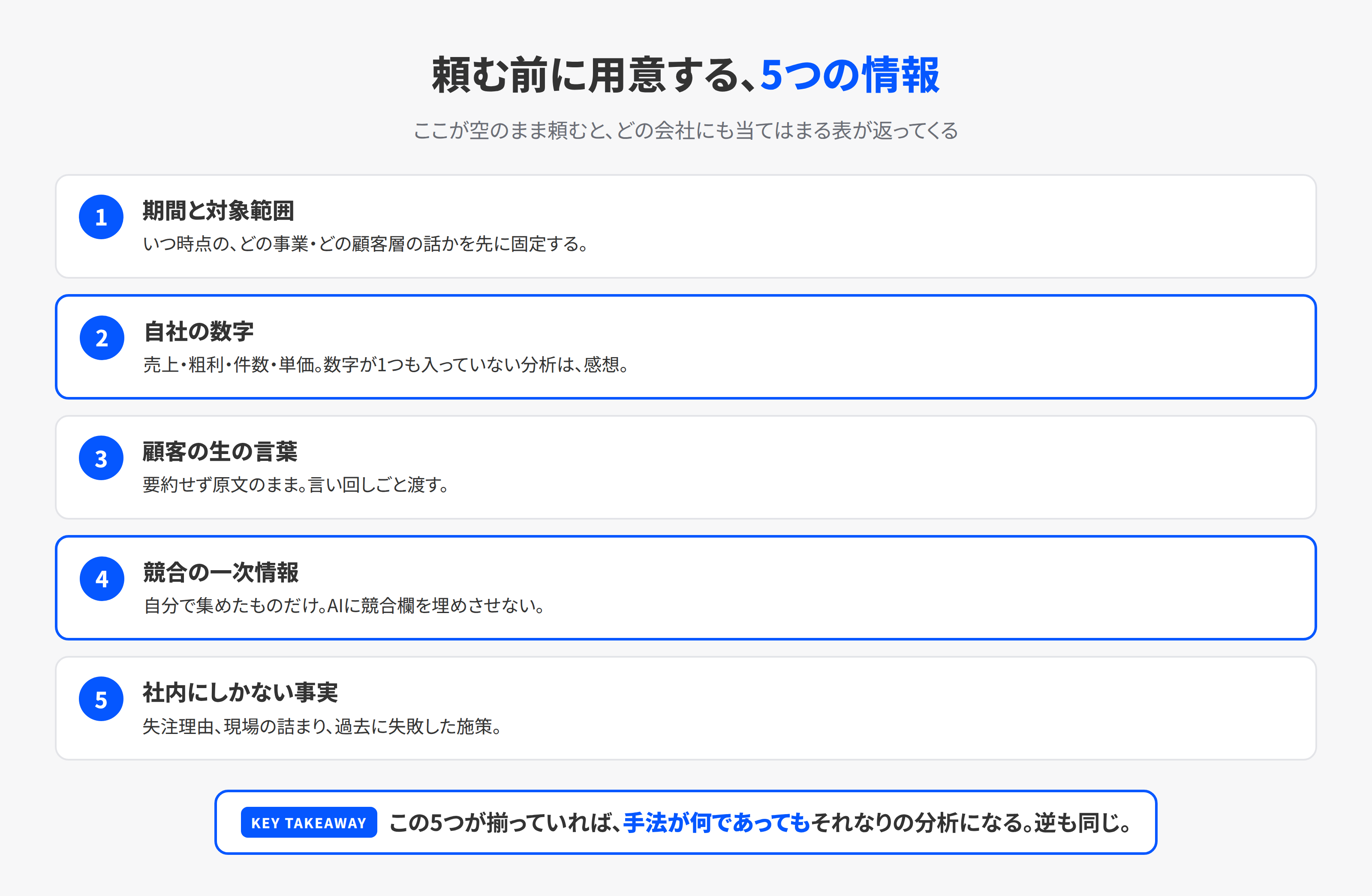 AIにフレームワークを頼む前に用意する5つの情報