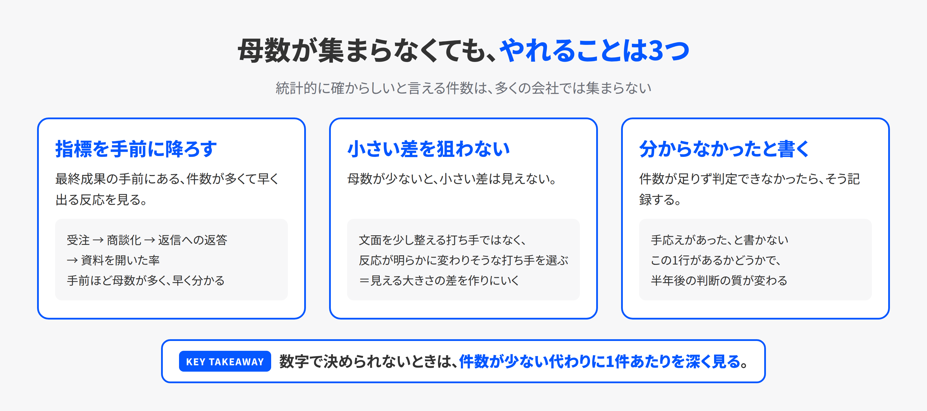 母数が足りないときの3つの現実的な進め方
