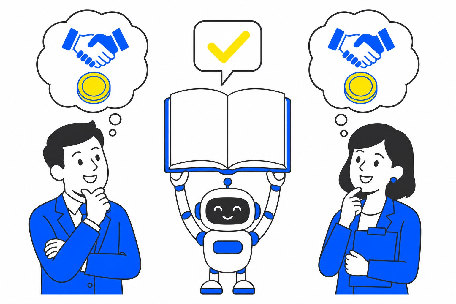 AIどうしが共通の語彙を持つイメージ